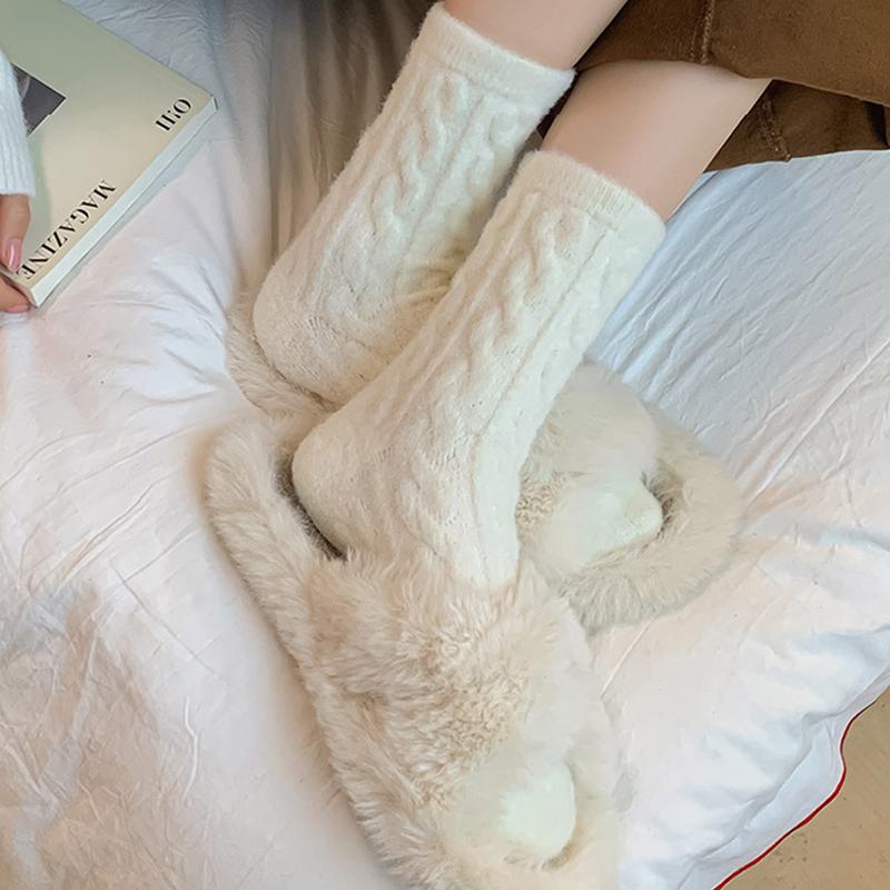 Women Socks Home Twist Mid-Tube Thickened Coral Velvet Floor Socks Sleeping Socks Towel Socks Supersoft