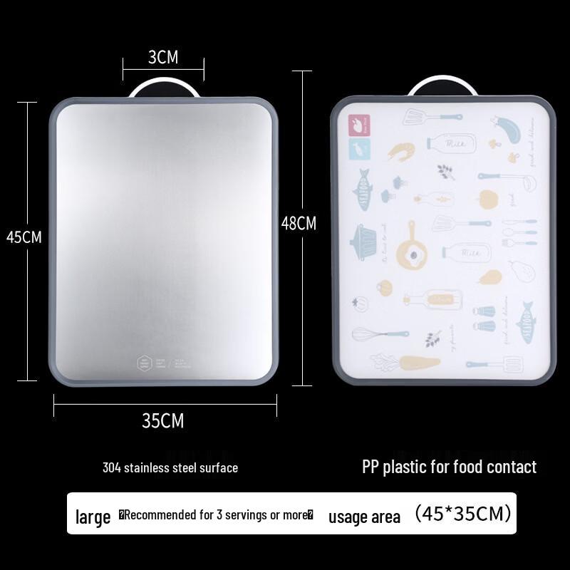 Yi Pan 304 Stainless Steel Double-Sided Chopping Board