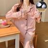Women's Spring & Autumn Crepe Pajamas - Cute Long Sleeve with Chest Pad, Lightweight & Loose Fit
