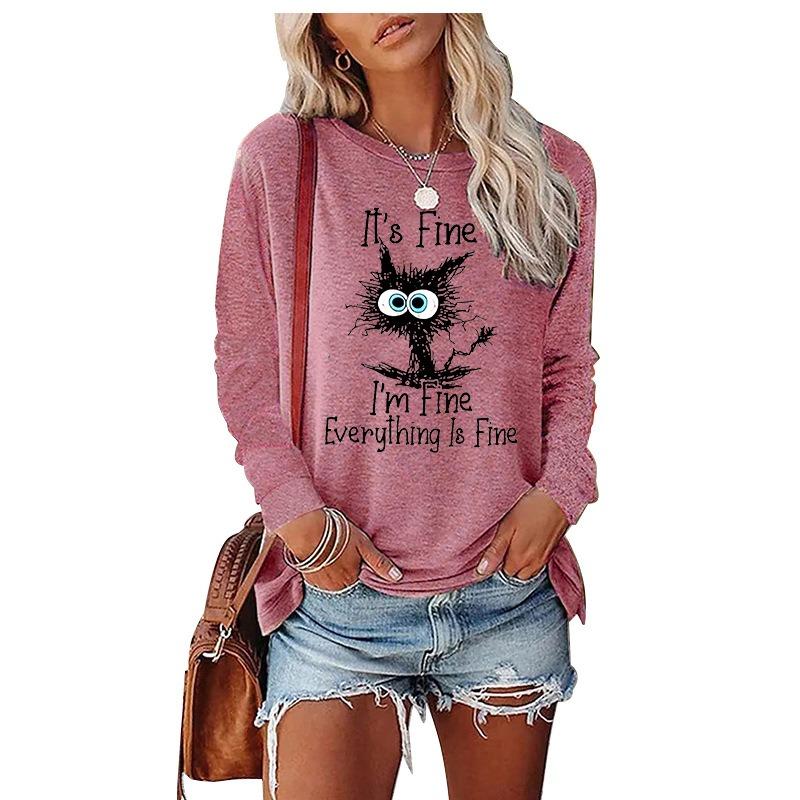 QICED Women's Fashion Casual Long Sleeve O-Neck  Blouses & Shirts