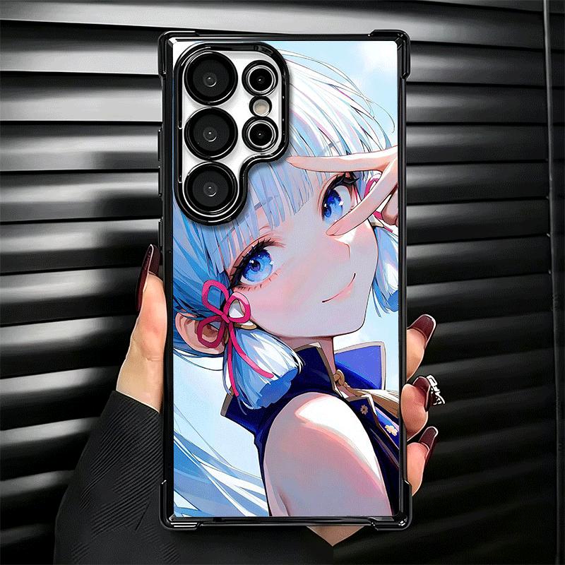 Genshin Impact Kamisato Ayaka Plating Phone Case For Samsung Galaxy S24 S25 FE S26 Edge S23 Ultra S22 S21 Plus S20 Anti-Fall Air