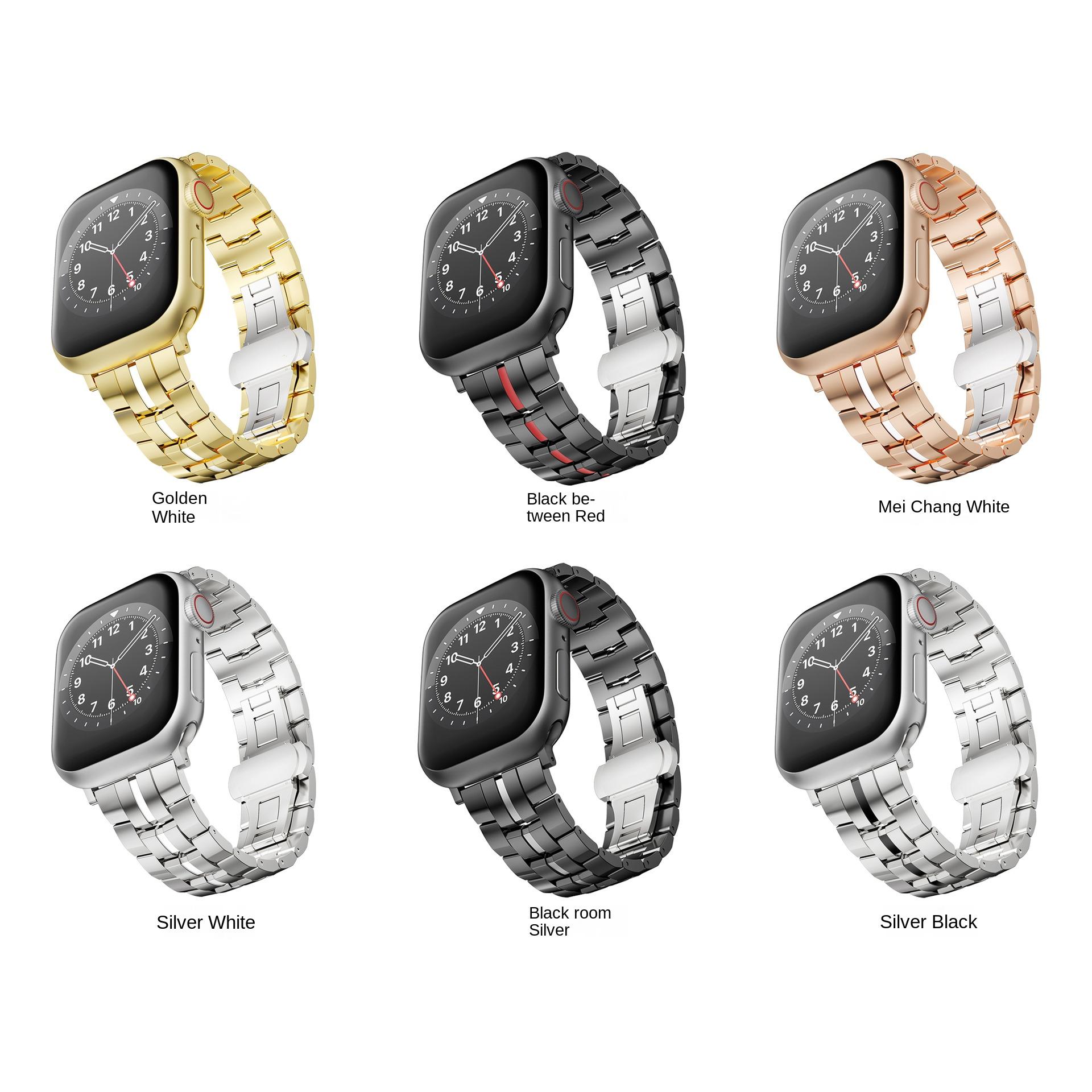 

The New Apple Strap Is Suitable for Applewatch1-9th Generation/SE Folding Buckle Two-color Iwatch Metal Strap.