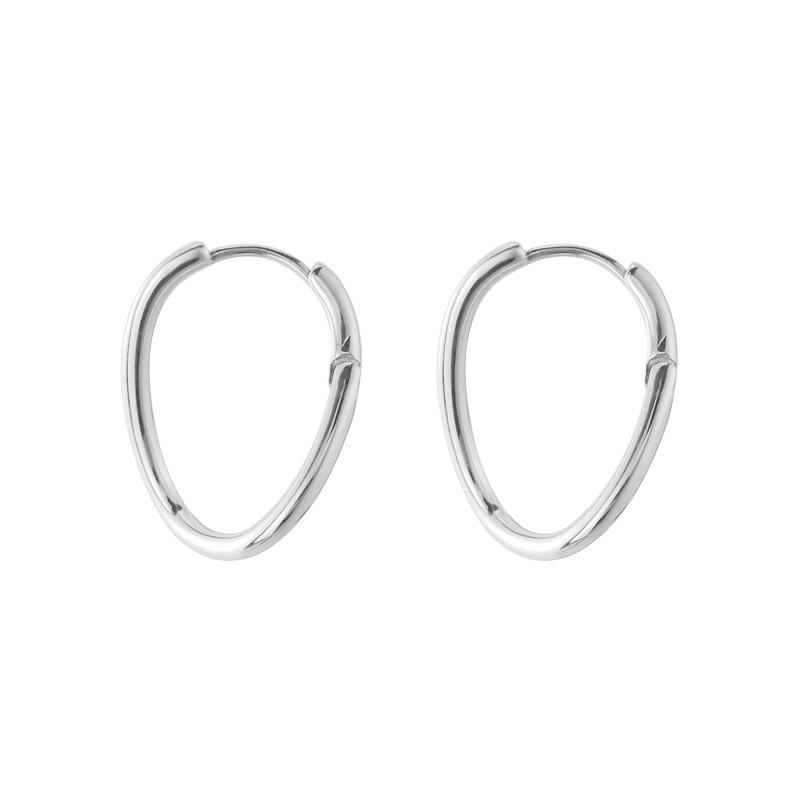 Asymmetrical Cutout Curved Earrings Women Sterling Minimalist Fashion Studs White Gold 18K Finish 925 Sterling Silver