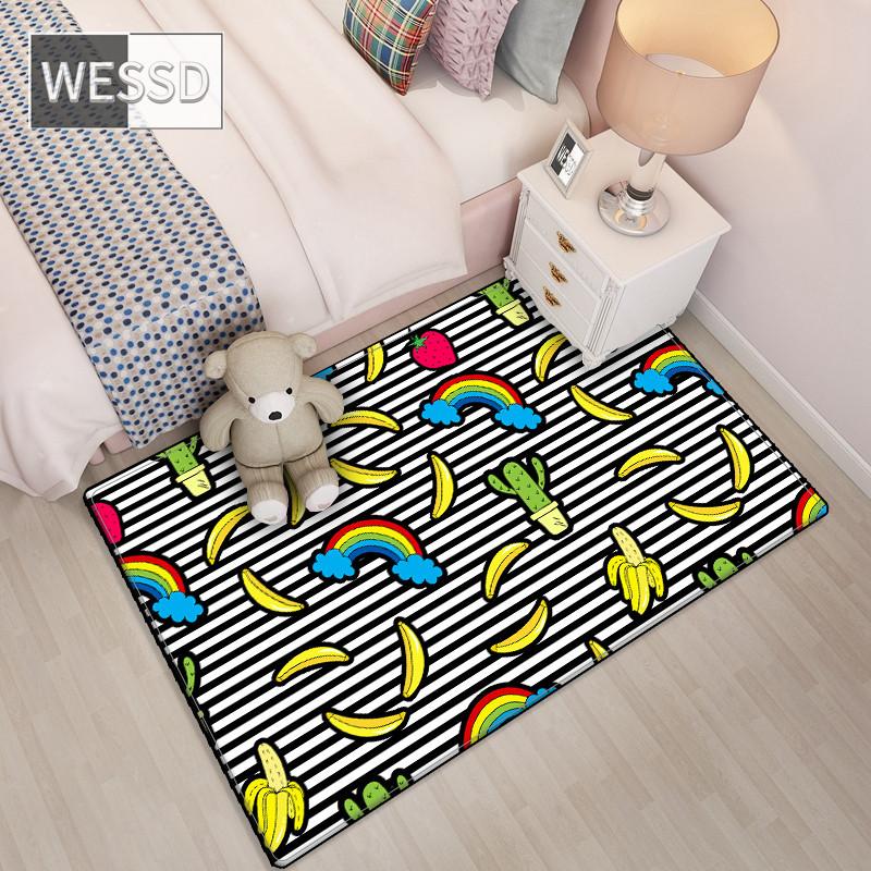 Pink Carpet For Bedroom Fashion Cartoon Rug Washable Children's Play Carpet Soft Non-slip Living Room Decoration Floor