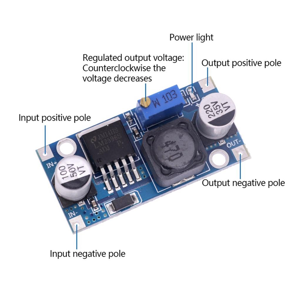 ABBP-10 Pcs LM2596S-ADJ 3-40V DC-DC Adjustable Step-Down Voltage Regulator Powers Module Board 3A Buck Converter Blue-Black