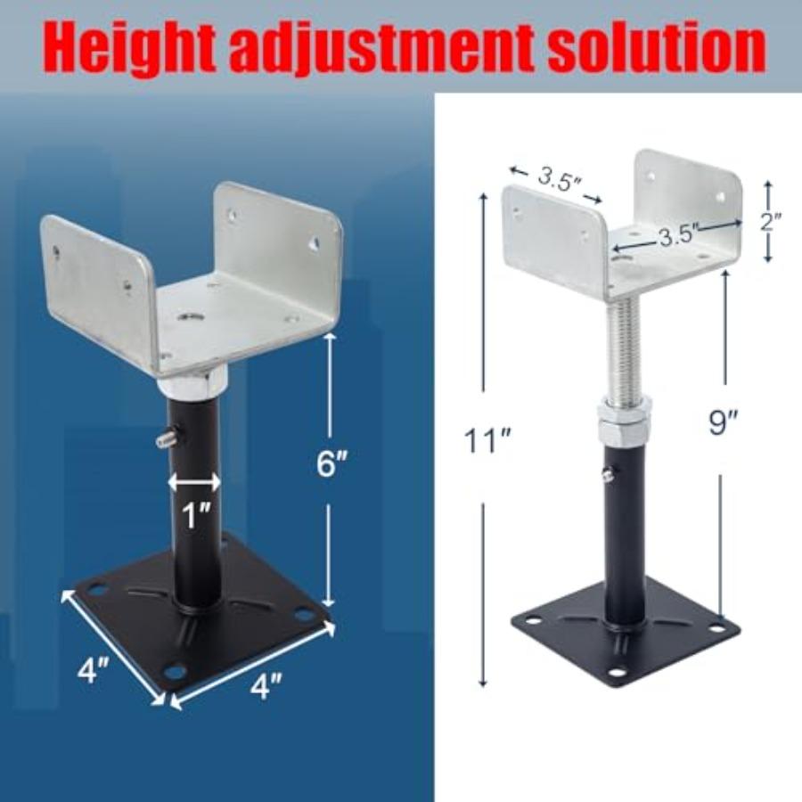 Confezione da 2 Puntelli a Vite a U per Travi 4x2 4x4 4x6 - Puntello Telescopico Regolabile in Acciaio con Testa a U Mini Puntello a Vite. 6-9 Pollici Ad