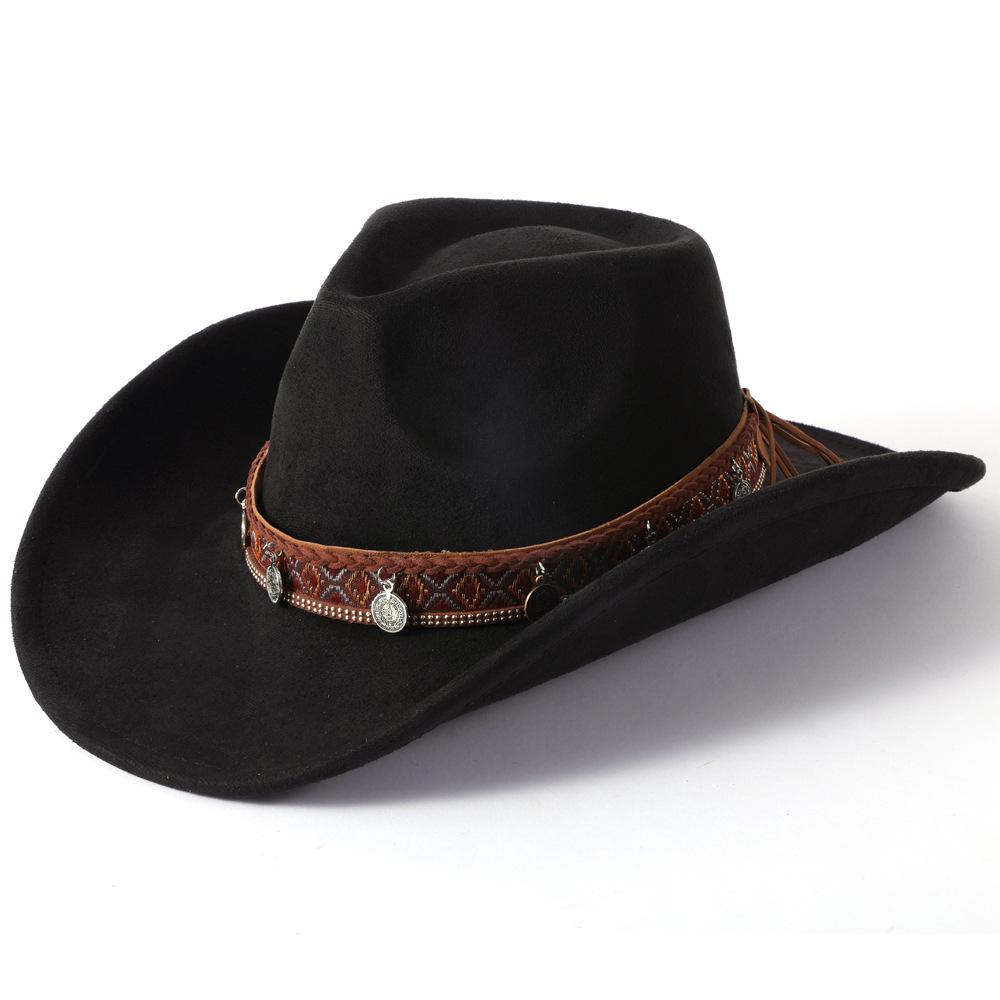 Vintage Western Cowboy Hat Men's and Women's Tibetan Suede Jazz Hat Hot-selling Big-brimmed Top Hat Sunshade Tide