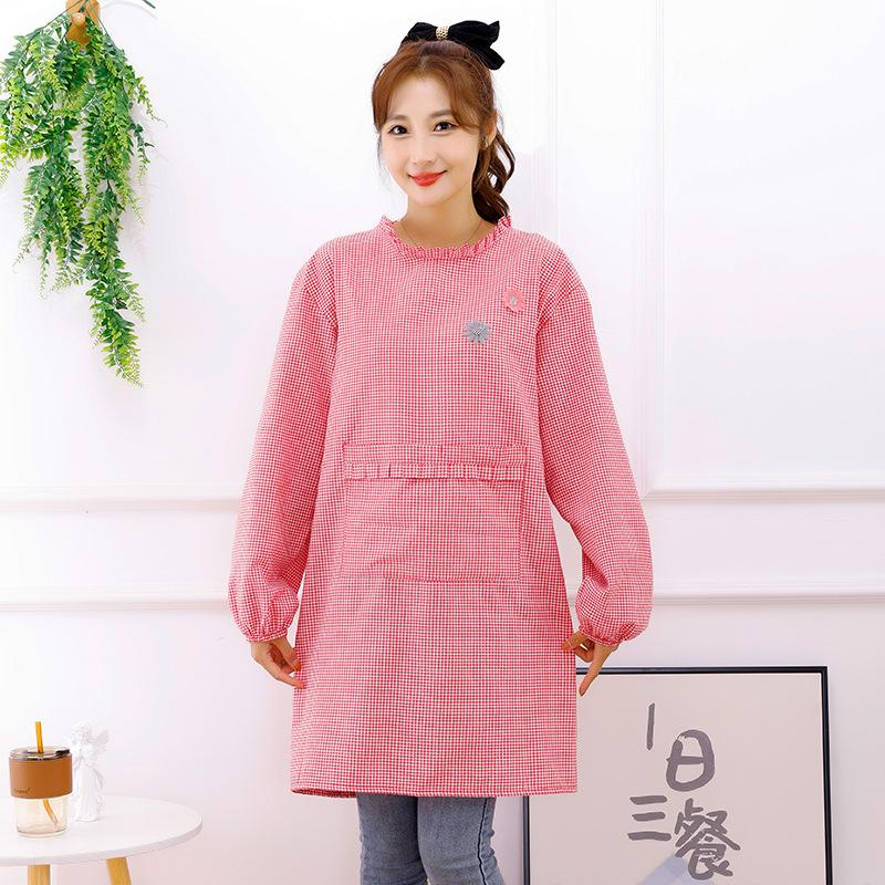 Women's Pure Cotton Apron with Sleeves - Anti-Stain, Dirt-Resistant Kitchen and Workwear for Home and Office