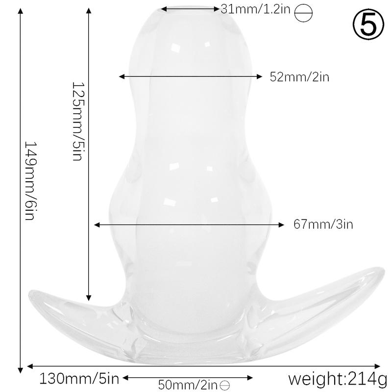 TPE Hollow Anal Plug with Cap - Transparent Tunnel Butt Plug for Gape Training & Prostate Play