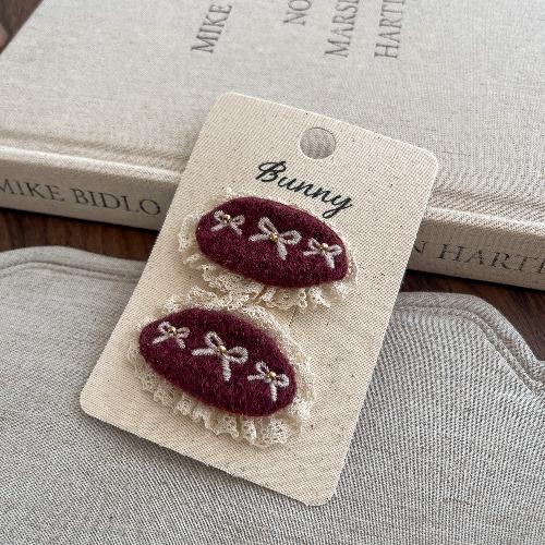 Autumn and Winter Lace Embroidery Bow Children's Hairpin Cute Girl Hair Ring Head Rope Girl Headdress Hair Accessories