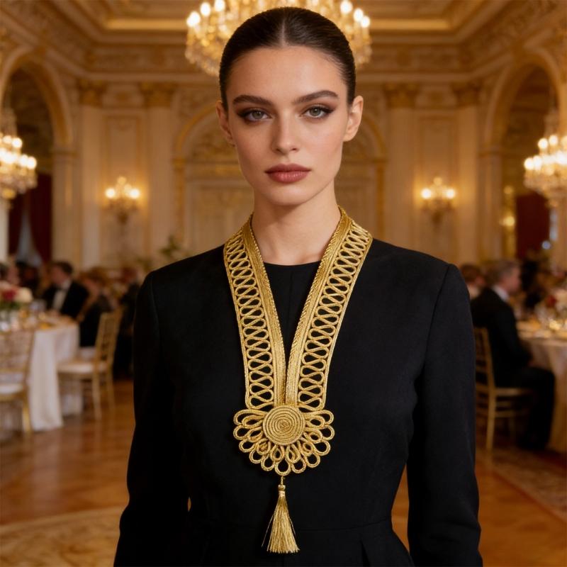 Gold Thread Collar Trim Sewing Applique For Handmade Suits And Dance Costume Clothing Embellishment Sewing Accessories