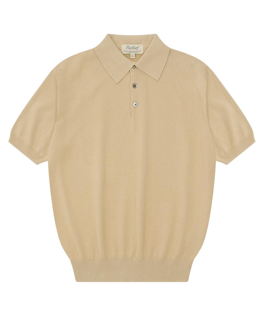 BELLIEF Essential Short Sleeve Polo Knit (Beige)