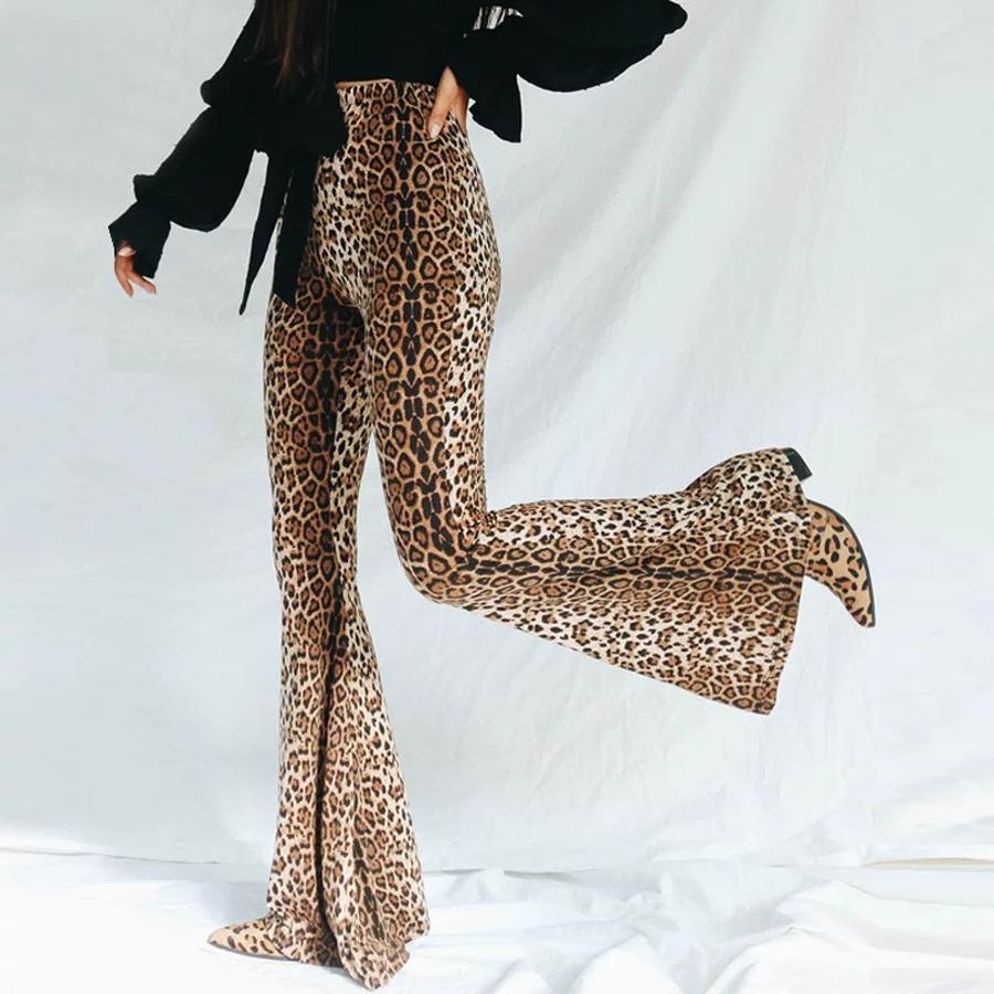 Jeans a zampa skinny a vita alta stampati Streetwear Donna