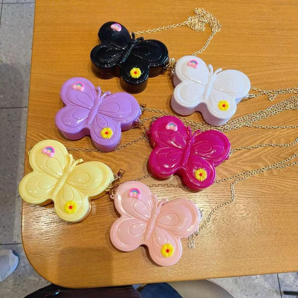 2025 Summer Colorful Butterfly Jelly Crossbody Mini Bag for Girls
