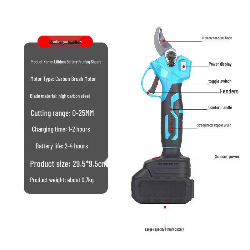 Akumulatorowe Bezprzewodowe Elektryczne Nożyce Ogrodnicze, Przenośne Nożyce do Grubszych i Owocowych Gałęzi