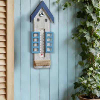 Wooden Wall Temperature Gauge Nautical Indoor Outdoor Hanging Thermometer for Beach House Lake Cabin