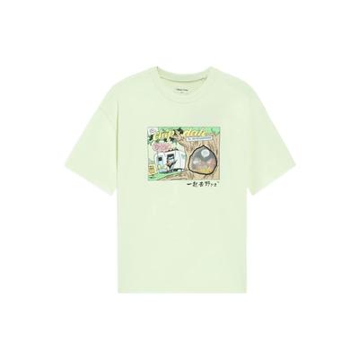 Li Ning X Disney Mickey Series SS22 Cartoon Print Letter Pattern Round Neck Short Sleeve T-Shirt Women Tops Light-Fresh-Green AHSS260-1
