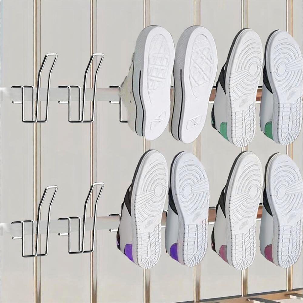 6Pcs Silver Tone Shoe Drying Rack Stainless Steel Balcony Shoe Rack  for Outdoor Drying and Storage
