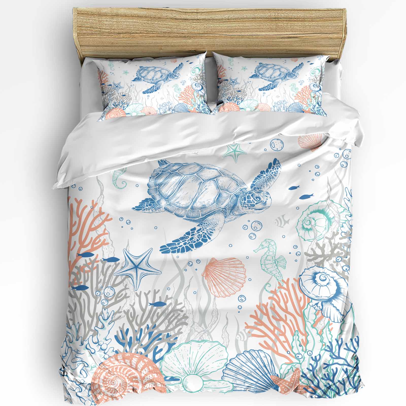 

Пододеяльник Ocean Starfish Coral Vessel Shell с наволочкой, Набор постельного белья на заказ из 3 предметов, Покрывало для двуспальной кровати, Домашний текстиль EU single(135x200cm)