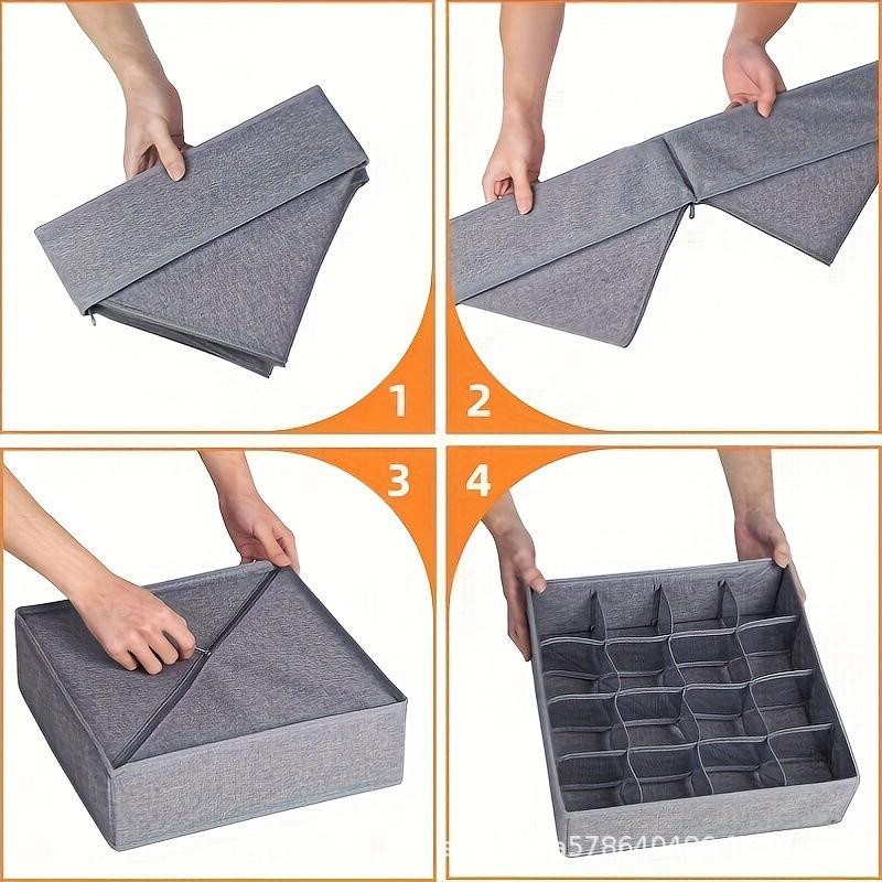 24 Compartment Fabric Drawer Organizer Foldable Zipper Closet Storage Box Socks Underwear Tie Storage Dividers Space Saving Organizer