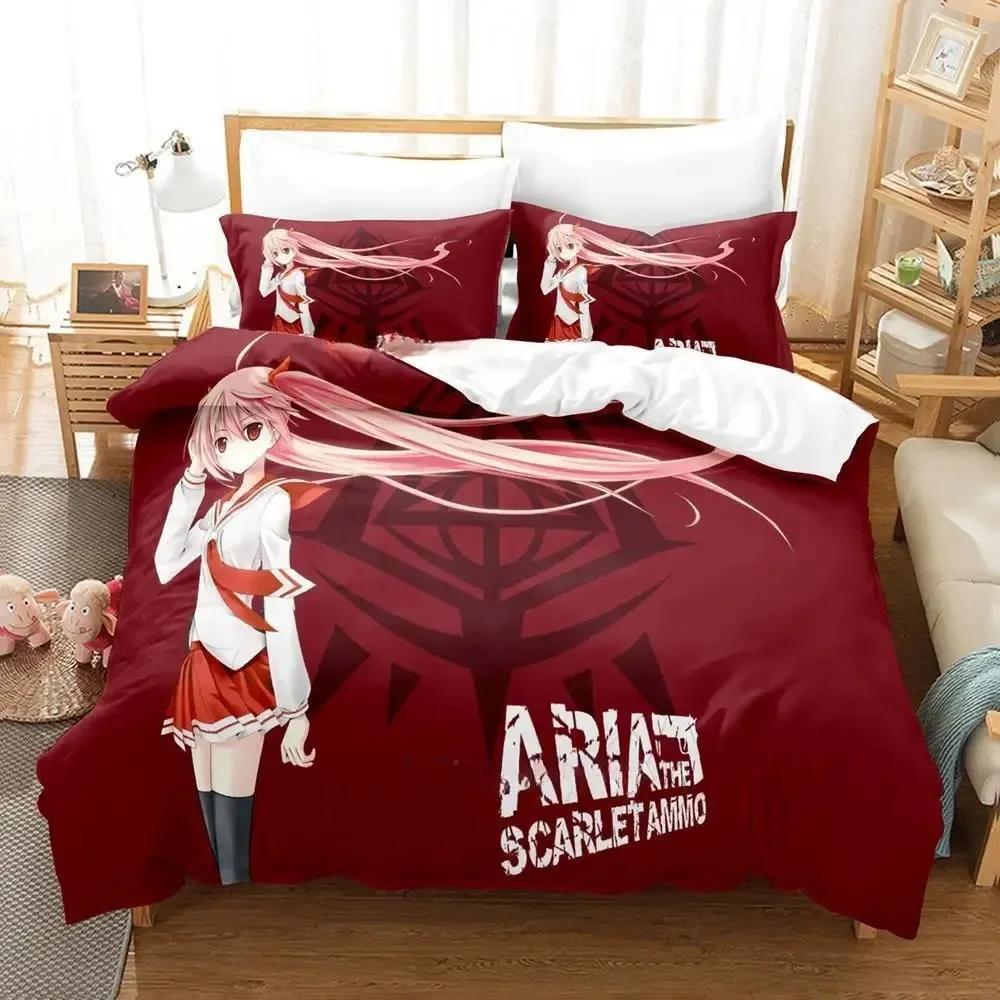 3d Anime Game Aria the Scarlet Ammo Bedding Set Printed With Pillowcase Bed Duvet Cover Soft Single Double Queen Super King Size
