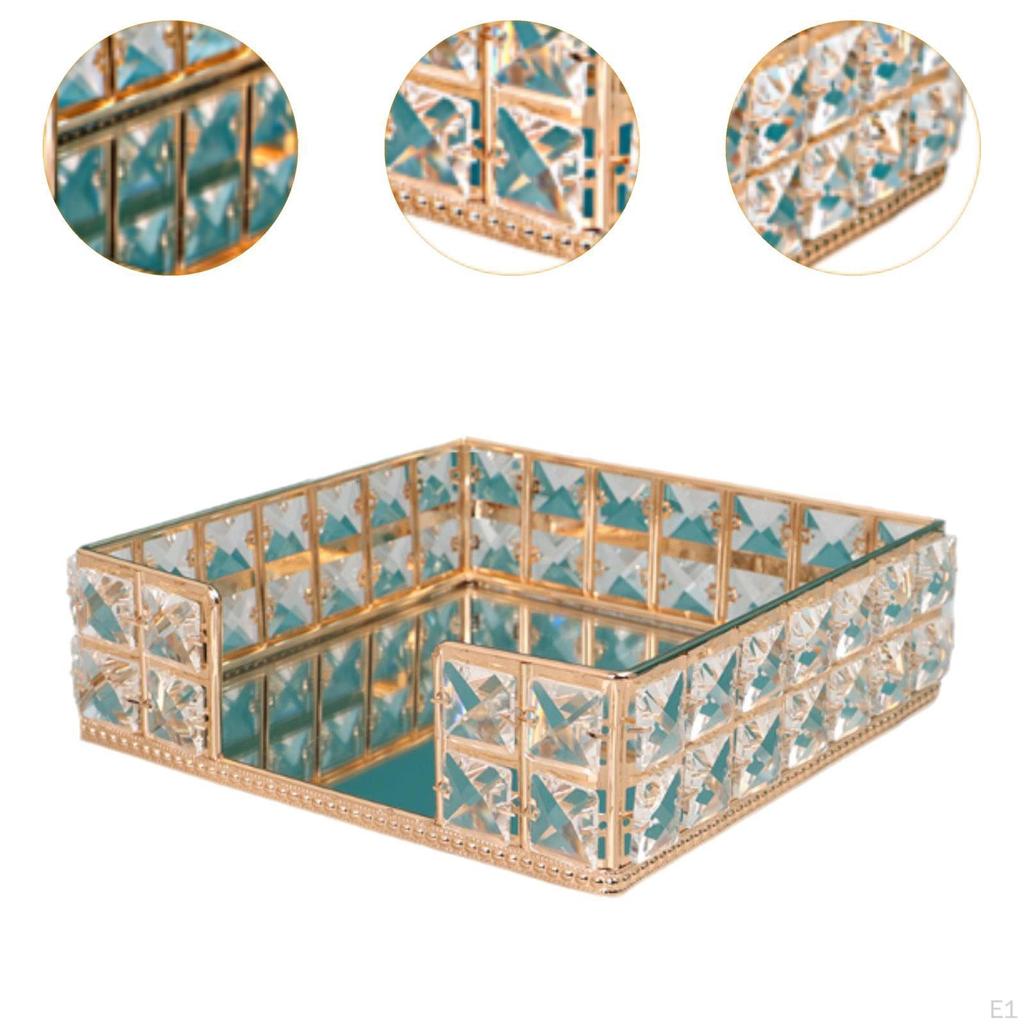 Decorative Mirror Tray Serving Jewelry Organizer Perfume Vanity for Keys Dessert