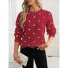 Women S Long Sleeve Pullover Knit Sweater Polka Dot Loose Fit