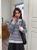 Jiu'er Cozy Striped Plush Sweater for Women - Autumn Winter Collection