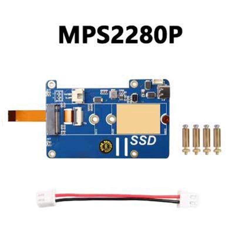 MPS2280P PCIe M.2 SSD Expansion Board for RPi 5 with M.2 mKey Connection, NVMe SSD Support and Double LED Indicators