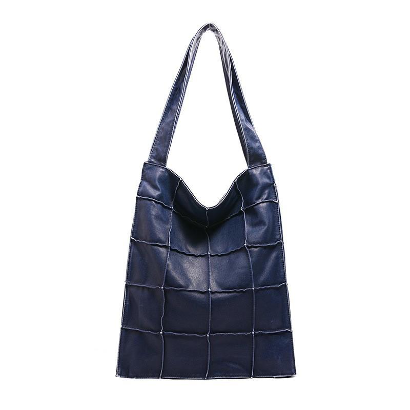 

High-quality One-shoulder Underarm Commuter Bag Leather Soft Face Large Capacity Tote 38x3x31 синій
