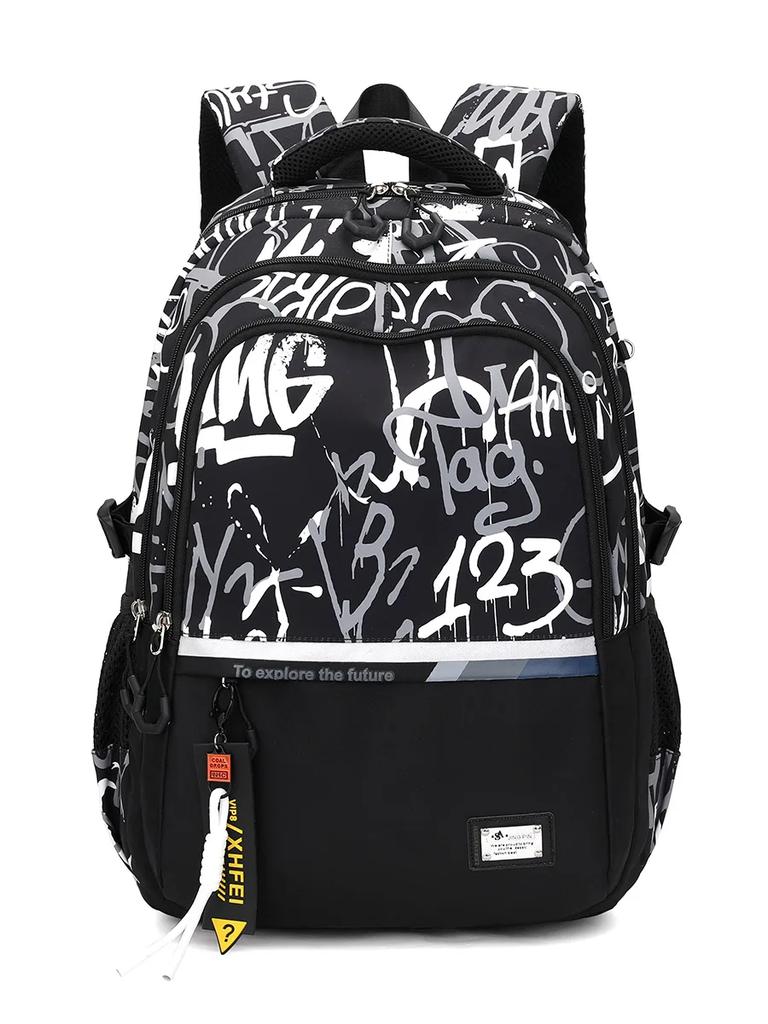 Školní tašky s graffiti pro dospívající chlapce Žáci základní a střední školy Školní batoh Venkovní cestovní batoh Velký studentský batoh na notebook