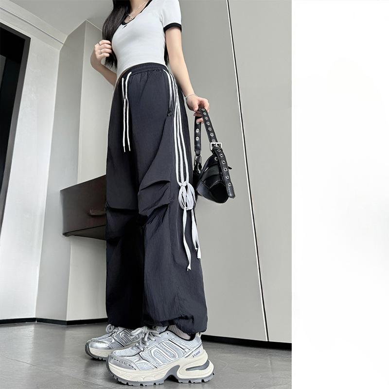 Bow Work Pants for Women In Summer Women's High Waist Casual Wide-leg Sweatpants Quick-drying Sports Pants