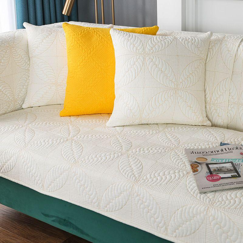 

Spring and Summer Double-Sided Cotton Washed Fabric Sofa Cushion Modern Minimalist Pure Cotton Embroidery Sofa Cover Slipcover Pastoral All Year Round Embroider four-leaf clover-rice White 70x70cm
