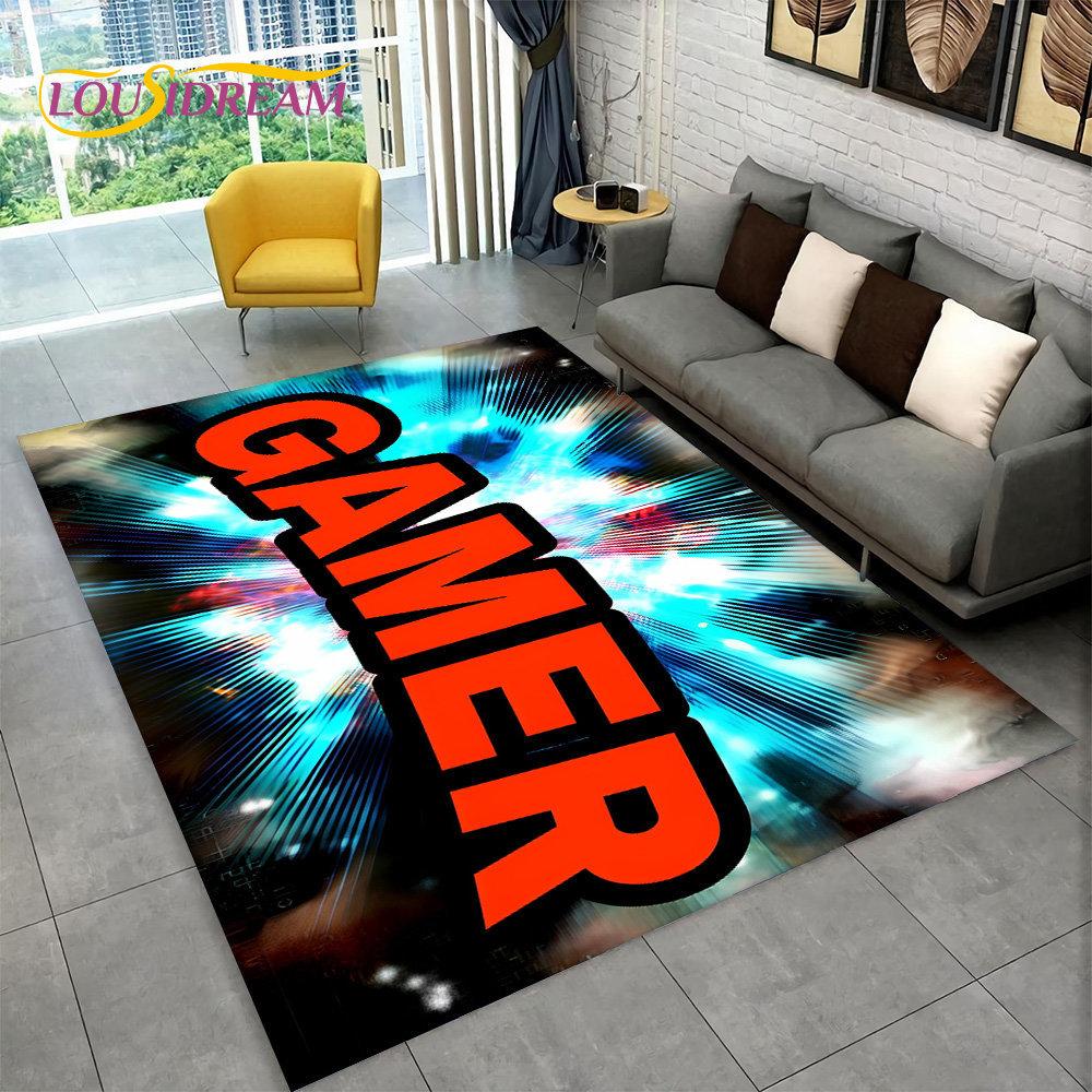 Tappeto a Pelo Corto Cartoon 3D Area Rug Giocatore Game Over, Tappeto per Soggiorno Camera da Letto Divano Sala Giochi Zerbino Decorazione, Tappetino Antiscivolo per Gioco Bambini