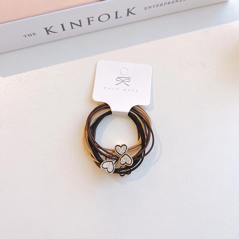 5-Piece High-Elasticity Coffee Hair Ties - Durable Korean Style Ponytail Accessories