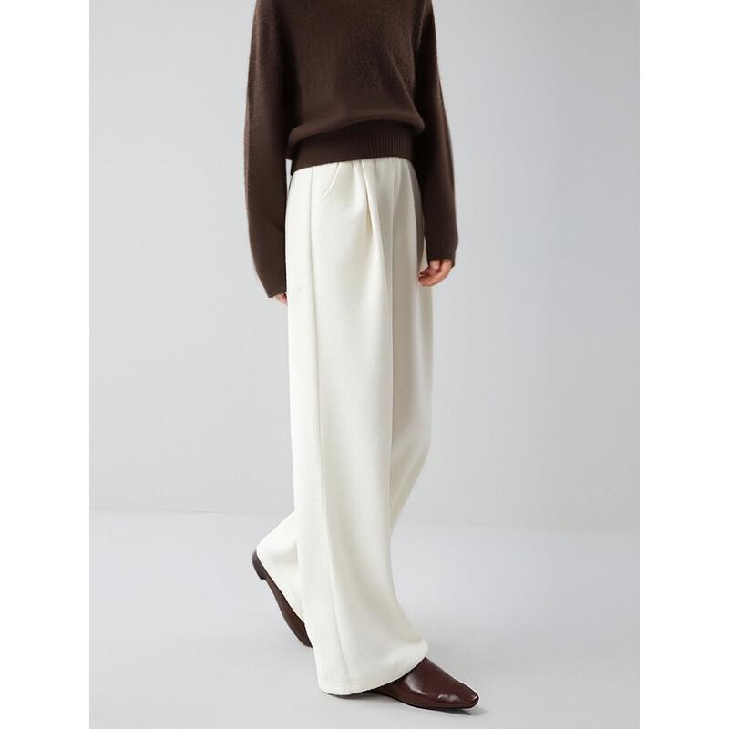 ELLE 2025 Winter French Drape Wide-Leg Trousers with Elastic Waist