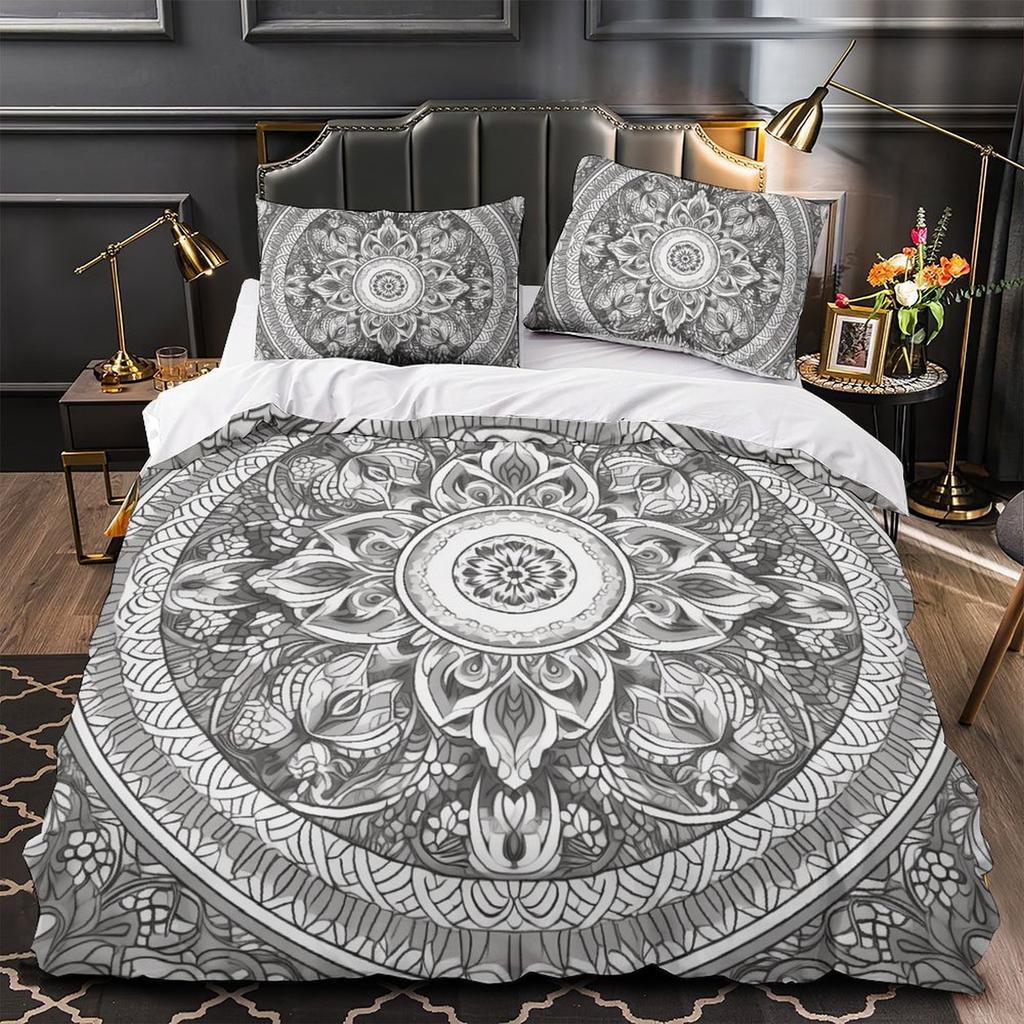 3D Digital Printing Mandala Series Quilt Cover Pillowcase Two Or Three-Piece Set Polyester Abraded