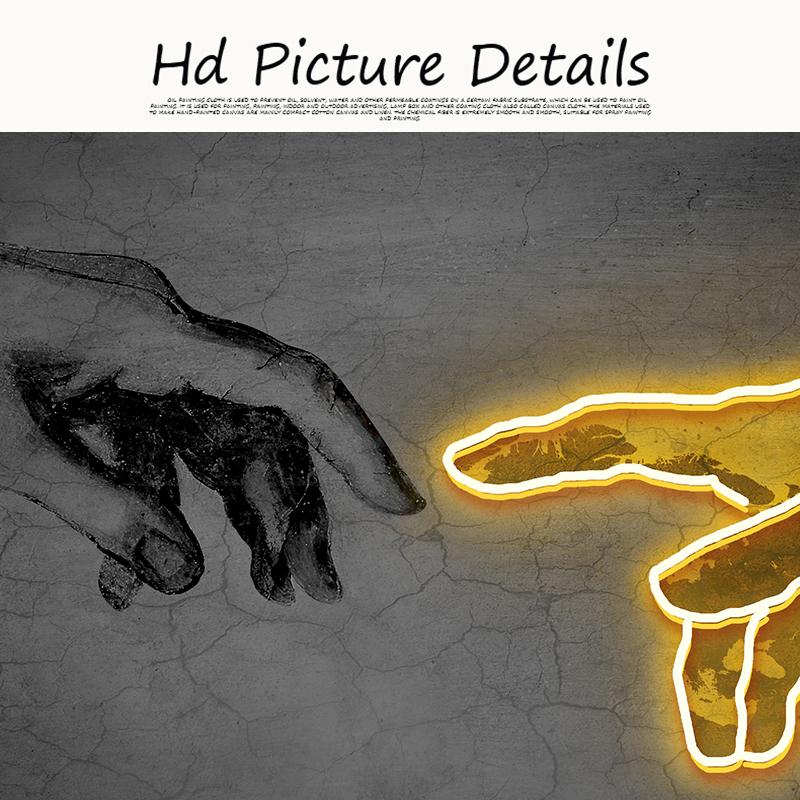 Black and Gold Hand To Hand Oil Painting On Canvas Art Cuadros Posters and Prints On the Wall Art Picture for Living Room Decor