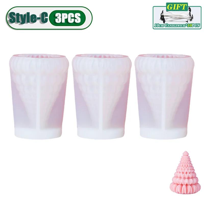 1-20PCS Christmas Tree Silicone Candle Mold Diy Plaster Aromatherapy Candle Mold Handmade Soap Mold Christmas Decoration