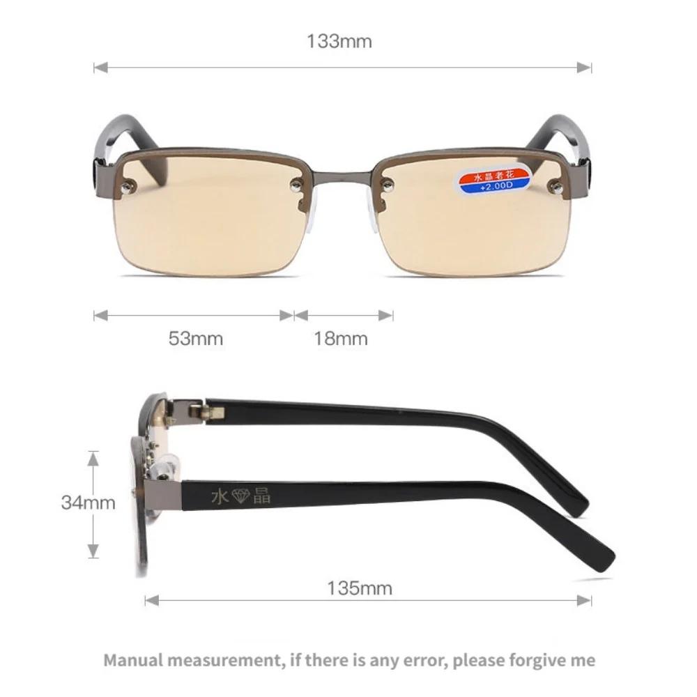 Men Reading Glasses Glasses Imitation Crystal Half-frame Presbyopia Eyeglasses Diopter +1.0 To +4.0 Retro Gafas