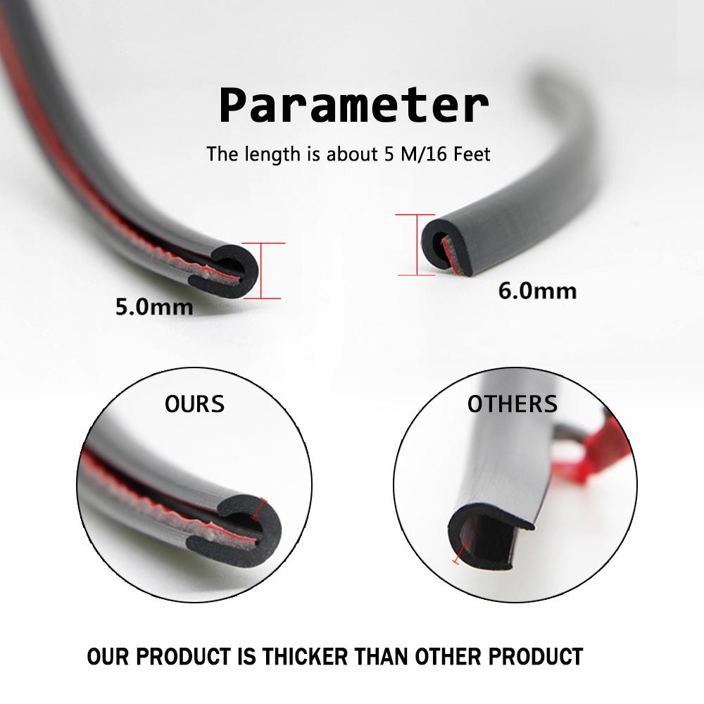 5m Car Door Protection Cover Rubber Strip Protector Moldings Side Anti-rub Protection Anti Scratches Car-styling Self-Adhesives