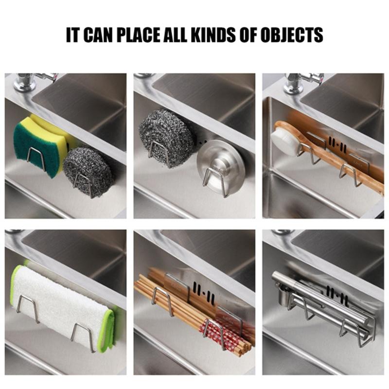 Kitchen Accessories Punch Free Sponges Holder Storage Hook Shelf Bathroom Stainless Steel Storage Holder Bathroom Accessories
