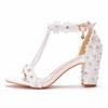 Kristall Königin Elegante High Heels 7cm Damen Bankett Sandalen Plateau Zehen Hochzeits Schuhe Weiß Spitze Partykleid Pumps