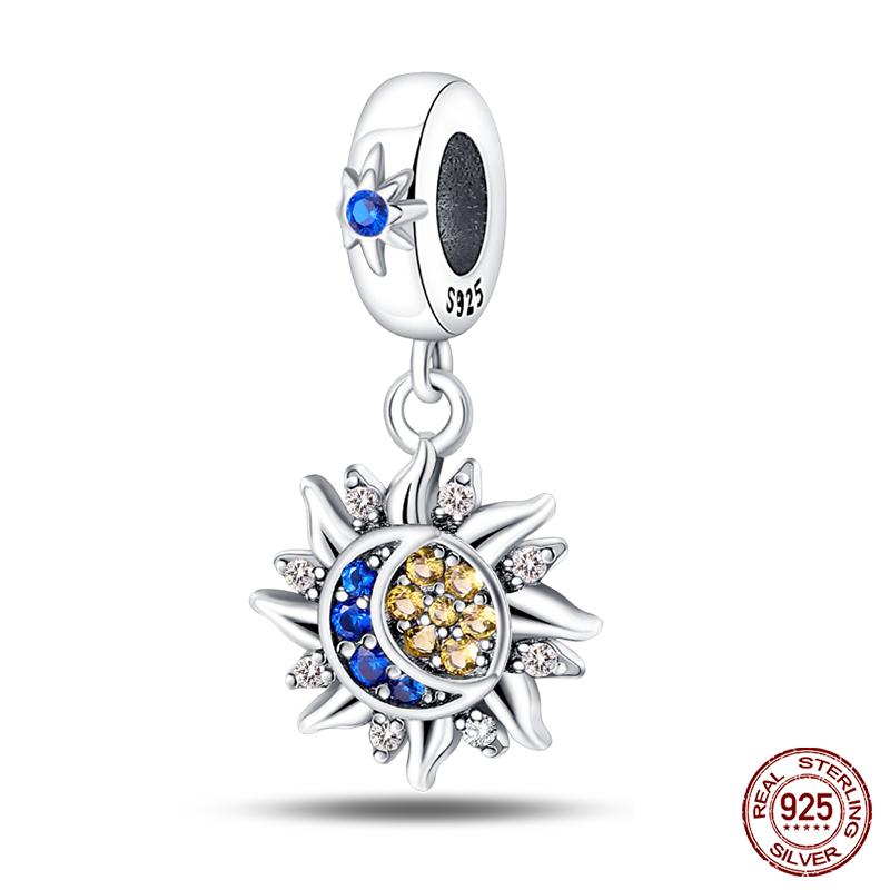 Fashion Copper Sparkling Zircon Star Moon Series Charms Beads Fit Qikaola Original Bracelets Diy Birthday Jewelry