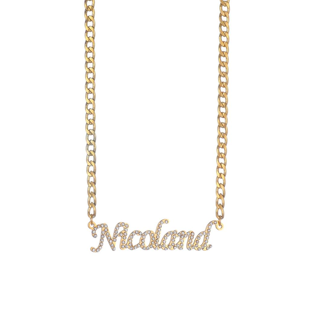 Custom Personalized Name Stainless Steel Necklaces For Women Cubic Cubic Zircon Letters Crystalline Pendant Thick 4Mm Nk Chain JewelryTrendy Pendant