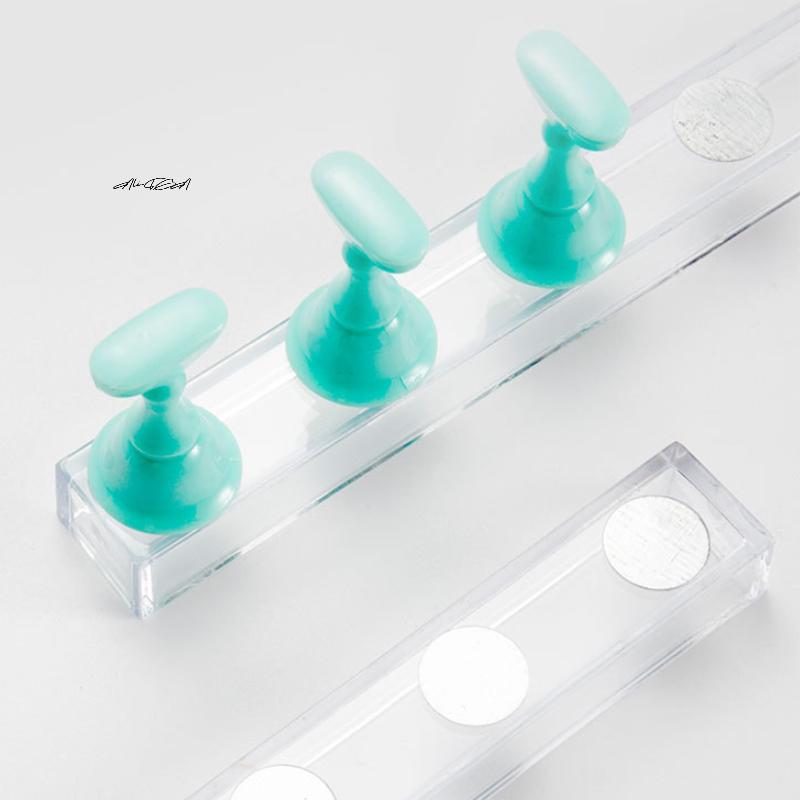 1 Set Colorful Plastic Magnetic Nail Display Stand Tips Holder Beginner Nail Training Board for Practice Manicure Salon