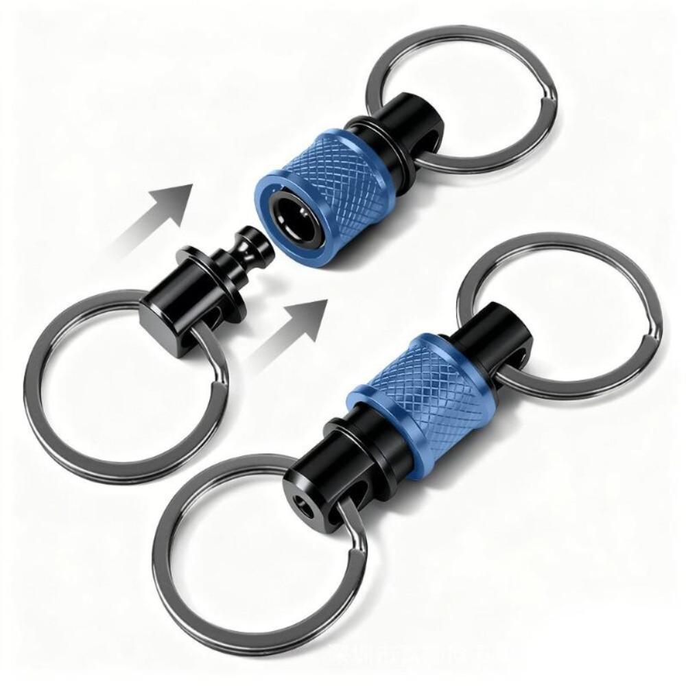 

360 Degree Rotation Detachable Keychain Clip Retractable Key Chain Outdoor Tool синій