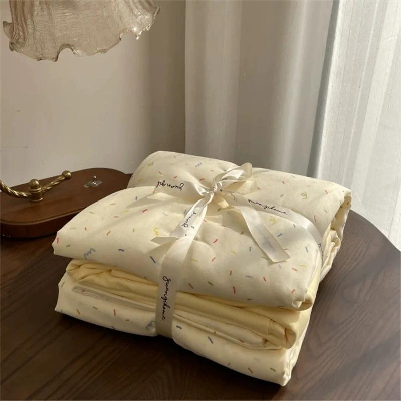 Set de lenjerie de pat 100% bumbac nor ultra-moale prietenos cu pielea set de 4 piese husă de plapumă respirabil clasa A textile de casă