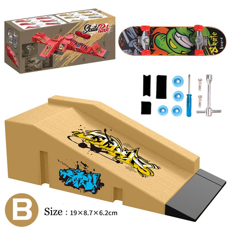 Children Finger Sports Toys Finger Skateboard Game Park Site Step Ramp Scene Props Mini Fingertip Skateboard Set Gift Adult Toys