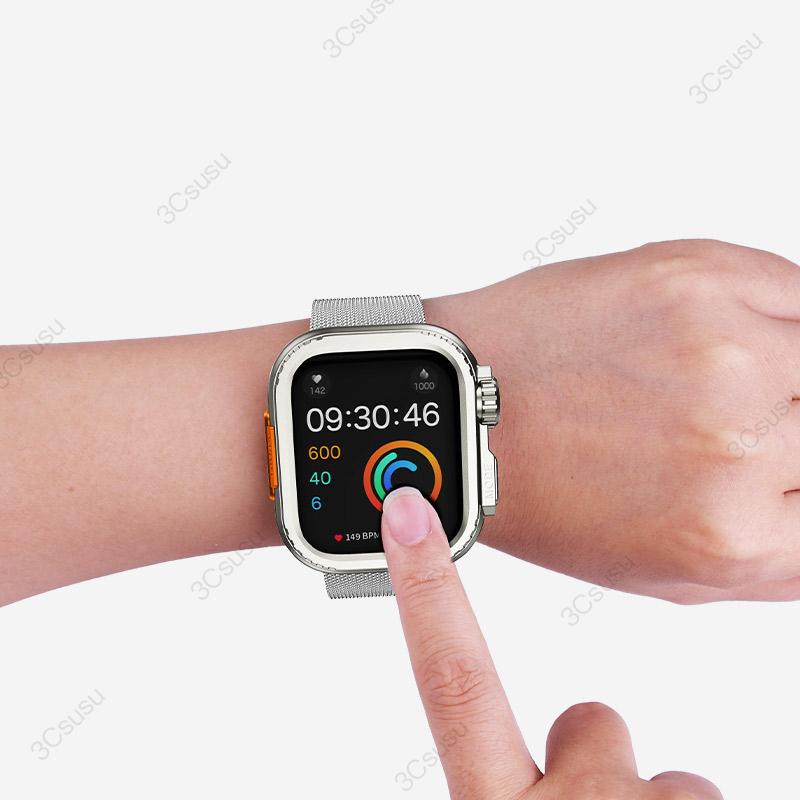 Metall-Stoßfängergehäuse für Apple Watch 45 mm 44 mm Schutzrahmenabdeckung für iWatch Serie 9 8 7 6 5 4 SE Wechsel zu Ultra 2 49 mm